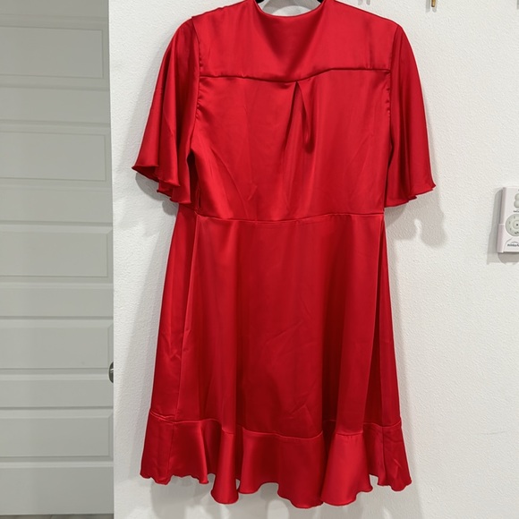 Asos Flounce London Satin Wrap red mini dress, size 10, worn once - Picture 5 of 7